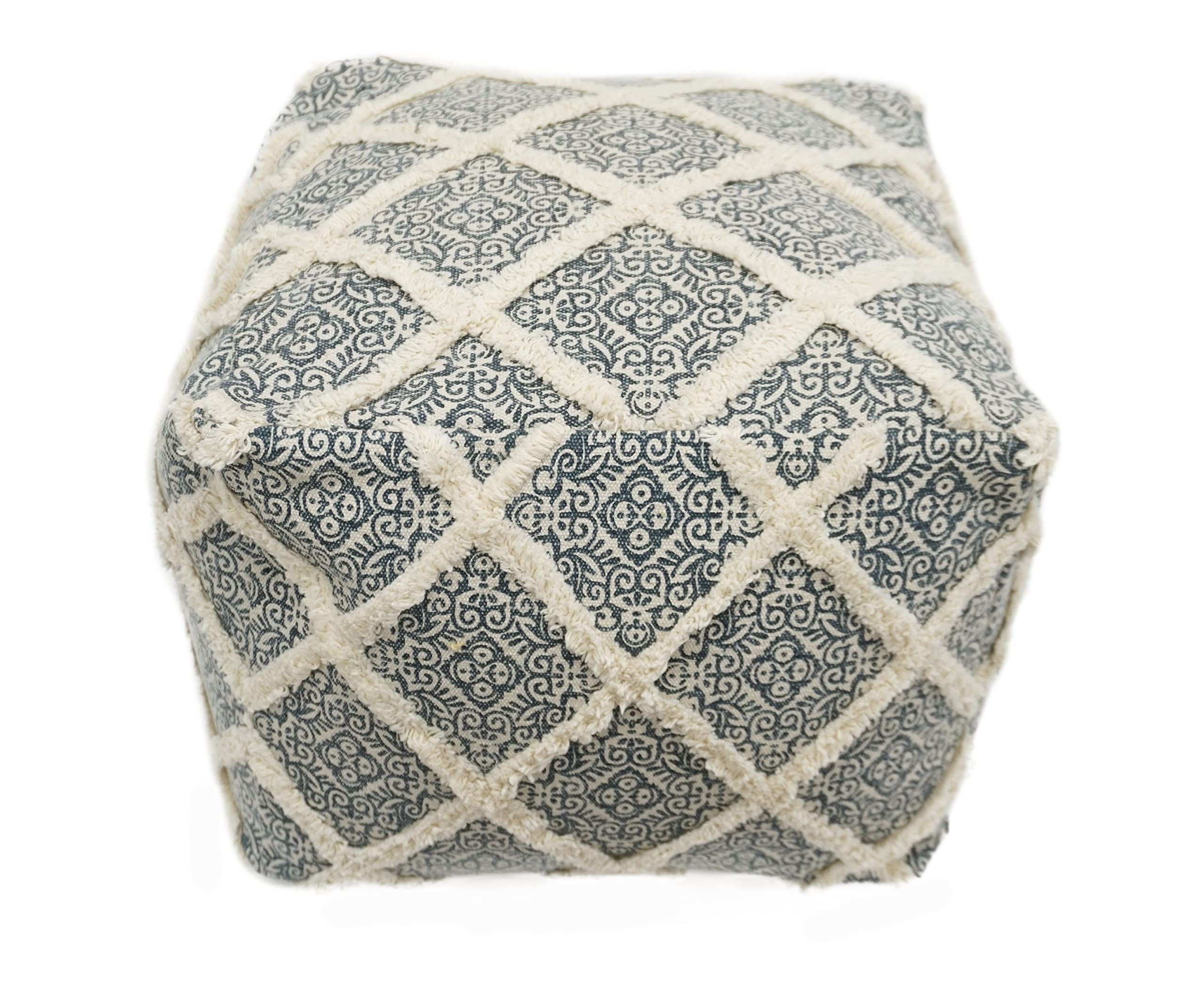 Home&Manor Wool Cotton Wesham Pouf-picture-11