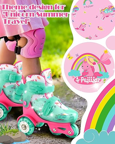 Miniatura 3 de Patines ajustables para niños y niñas con ruedas LED con destello iluminado (edad 3-9), equilibrio de tipo de tres puntos, caja de regalo para niños