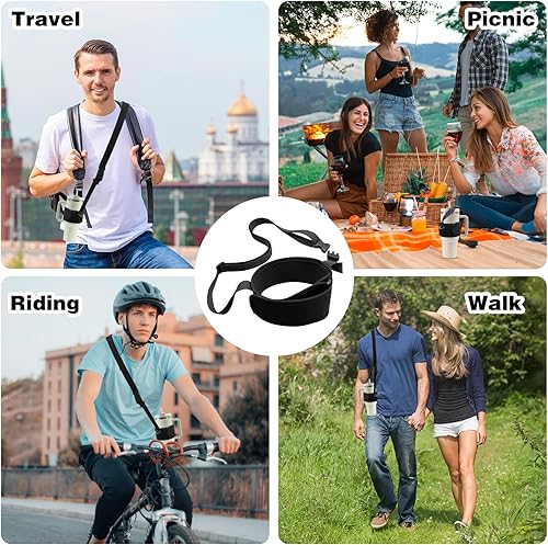 Miniatura 6 de Soporte para botella de agua con correa para Stanley, correa ajustable para llevar vaso de agua, bolsa con correa universal para botella de agua de