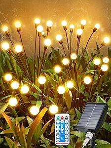 BrizLabs Solar Firefly Lights Outdoor, 4 Pack 32LED with 8 Modes