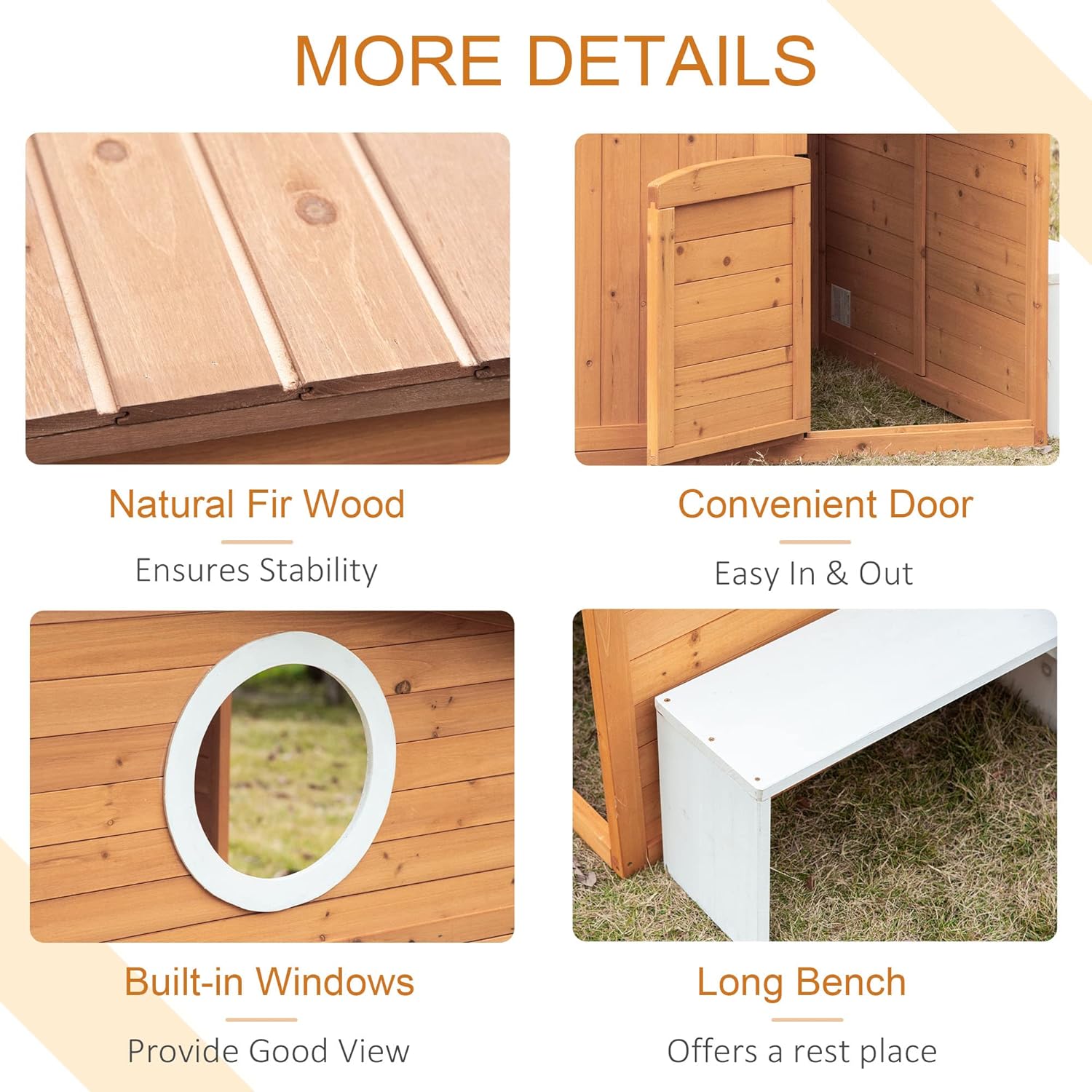 Outsunny Wooden Playhouse for Kids Outdoor with Working Door, Windows, Mailbox, Bench, Flowers Pot Holder, 48" x 42.5" x 53"