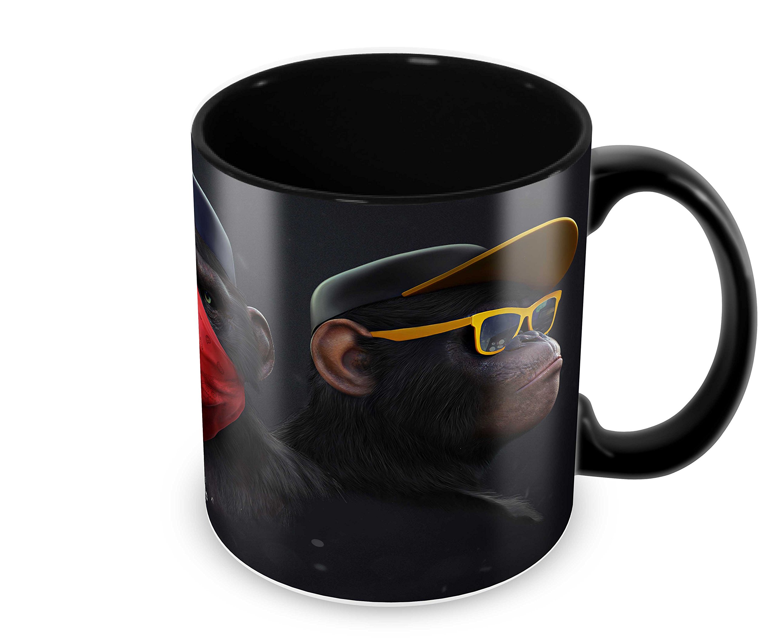 Tuelip Printed Beautiful Swag Monkey Quotes Ceramic Tea and Coffee Ceramic Mug, 350ml, Black