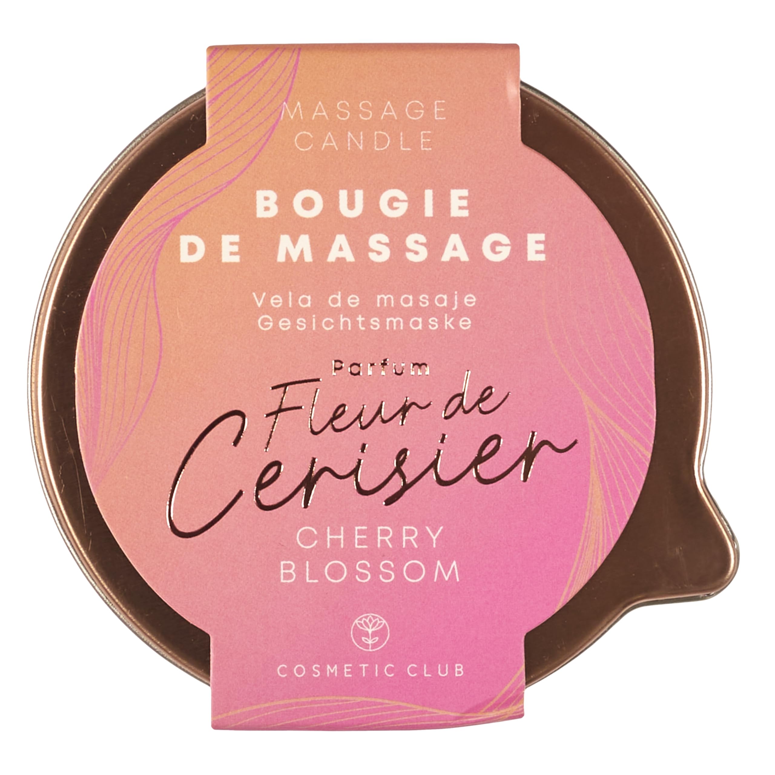 COSMETIC CLUB - SC40049, Vela de Masaje Flor de Cerezo 140G, Aroma Envolvente de Flor de Cerezo, Cuidado de Belleza Relajante, Uso Fácil y Momentos de Compañía
