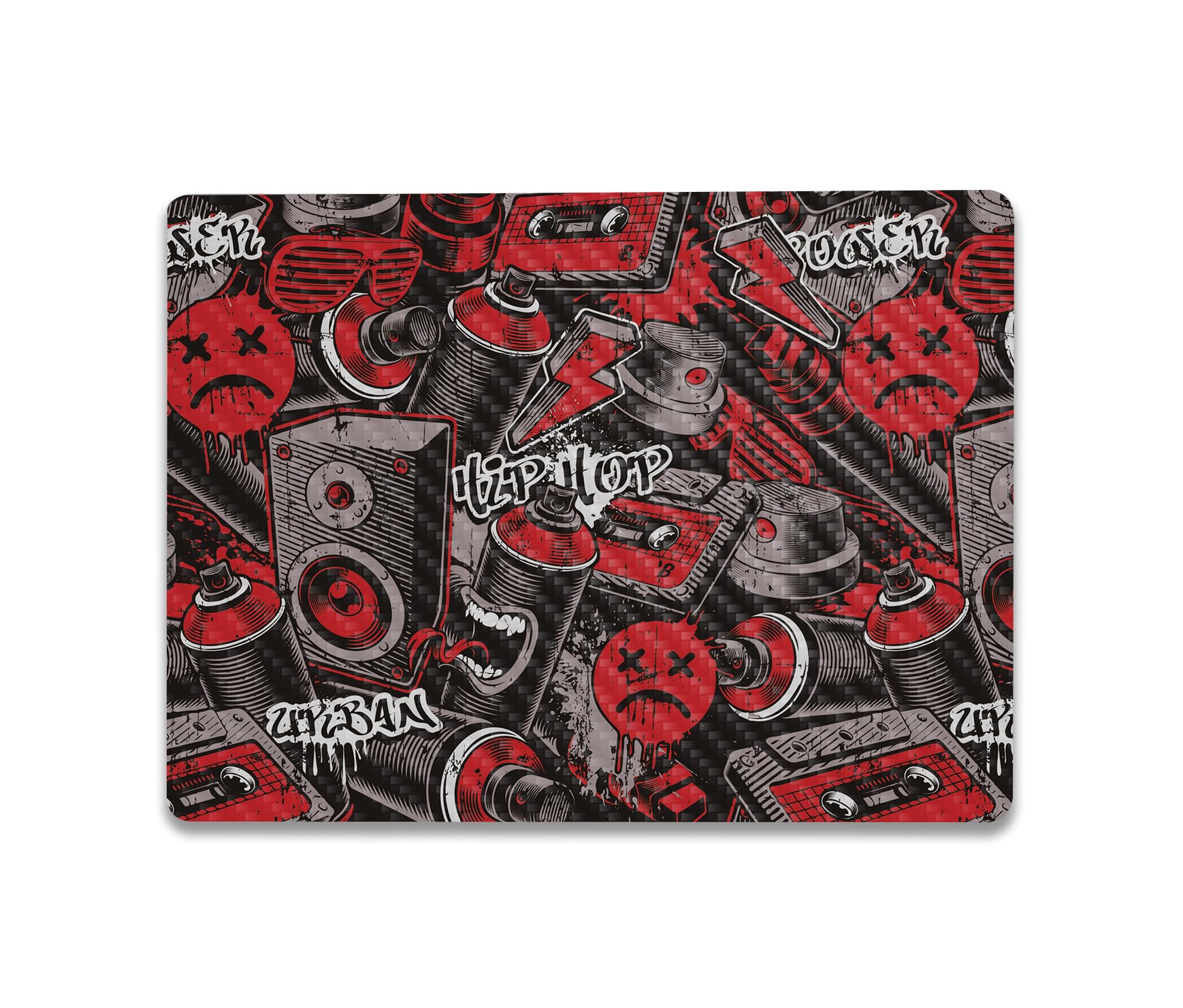 MightySkins Carbon Fiber Skin Compatible with Microsoft Surface Laptop Go 3 (2023) Full Wrap Kit - Red Hip Hop | Protective, Durable Textured Carbon Fiber Finish | Made in The USA