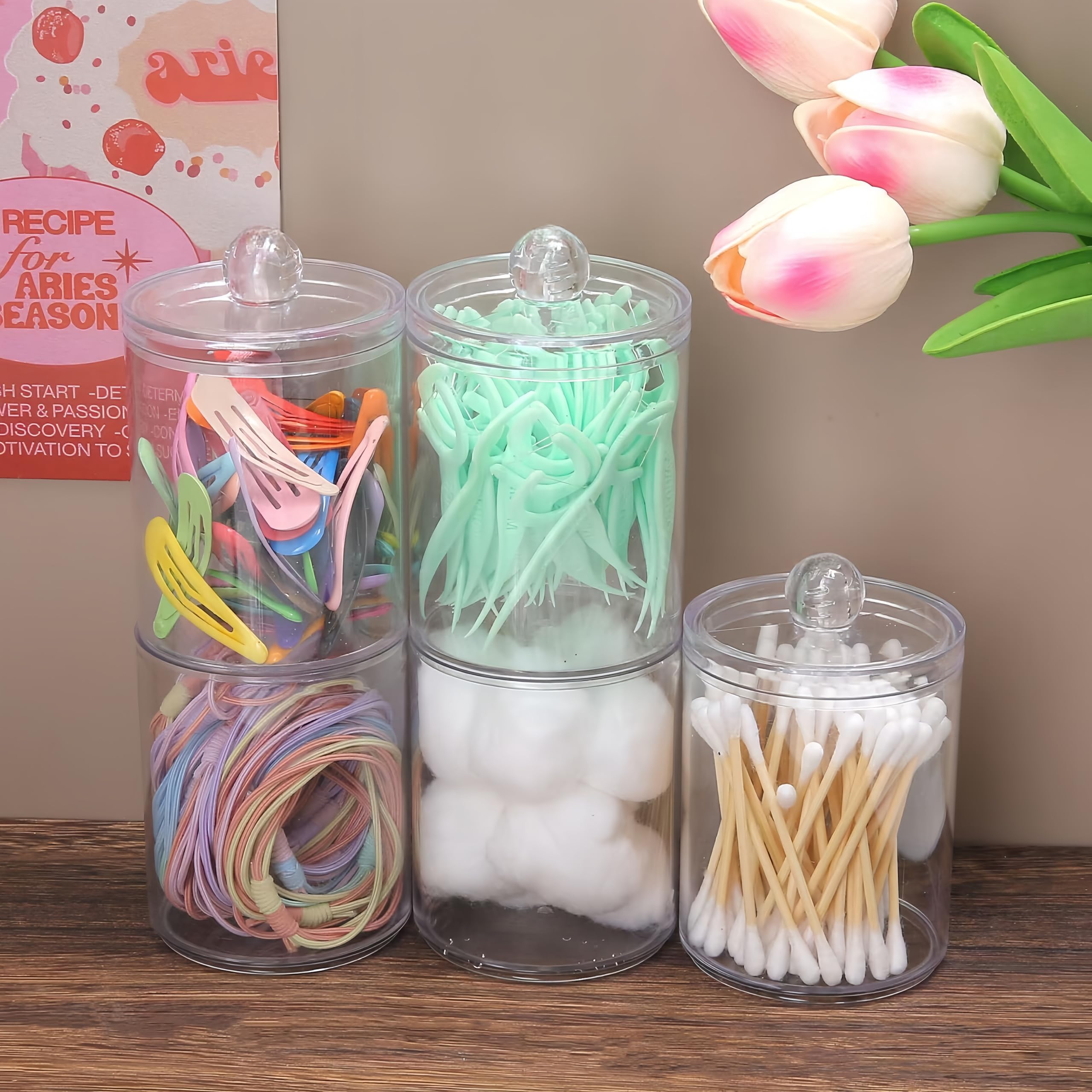 Boîte De Rangement Coton-Tiges Transparente Avec Couvercle - Organisateur Cosmétiques Salle De Bain