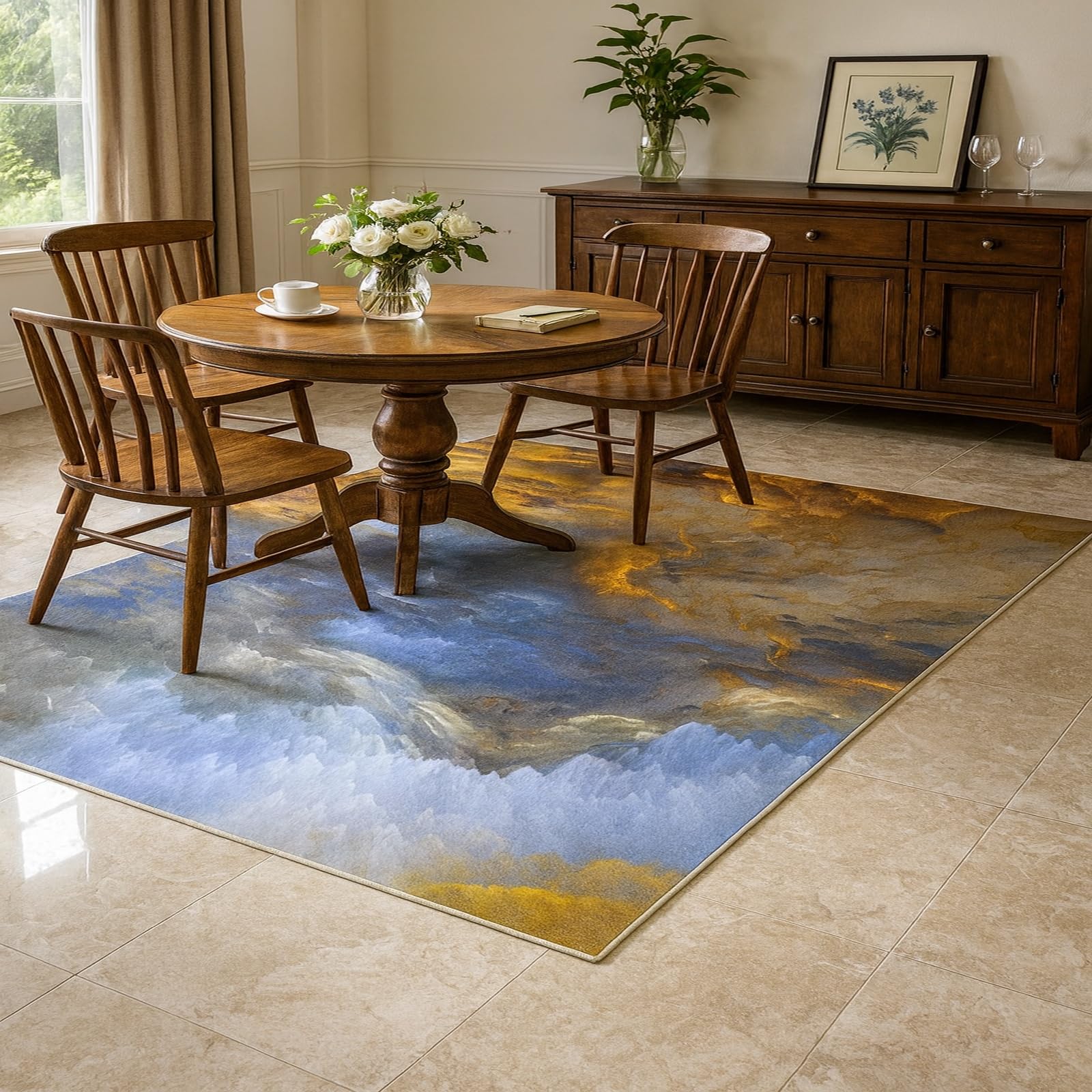 Tapis de décoration abstrait 110x180 pour réveiller l'ambiance de votre salle à manger