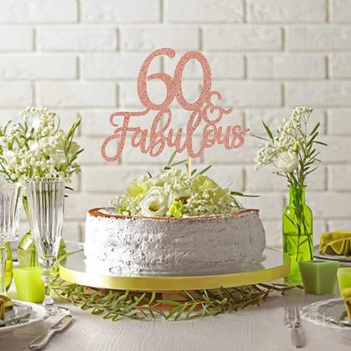 Miniatura 8 de Ercadio Paquete de 3 decoraciones de pastel de 60 y fabulosas para tartas de 60 cumpleaños para bodas aniversarios fiestas decoración de tartas