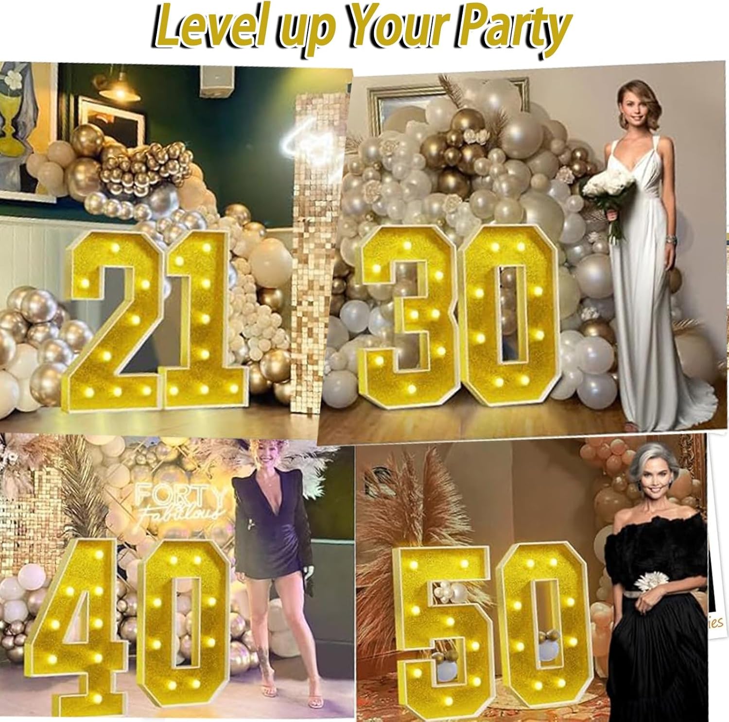 Marquee Light Up Numbers Large Mosaic Numbers for 1st 16st 18st 21st Birthday Party Decorations Anniversary Party Decor Pre-Cut Foam Board Kit(Color:Number 80,Size:120cm/4FT)