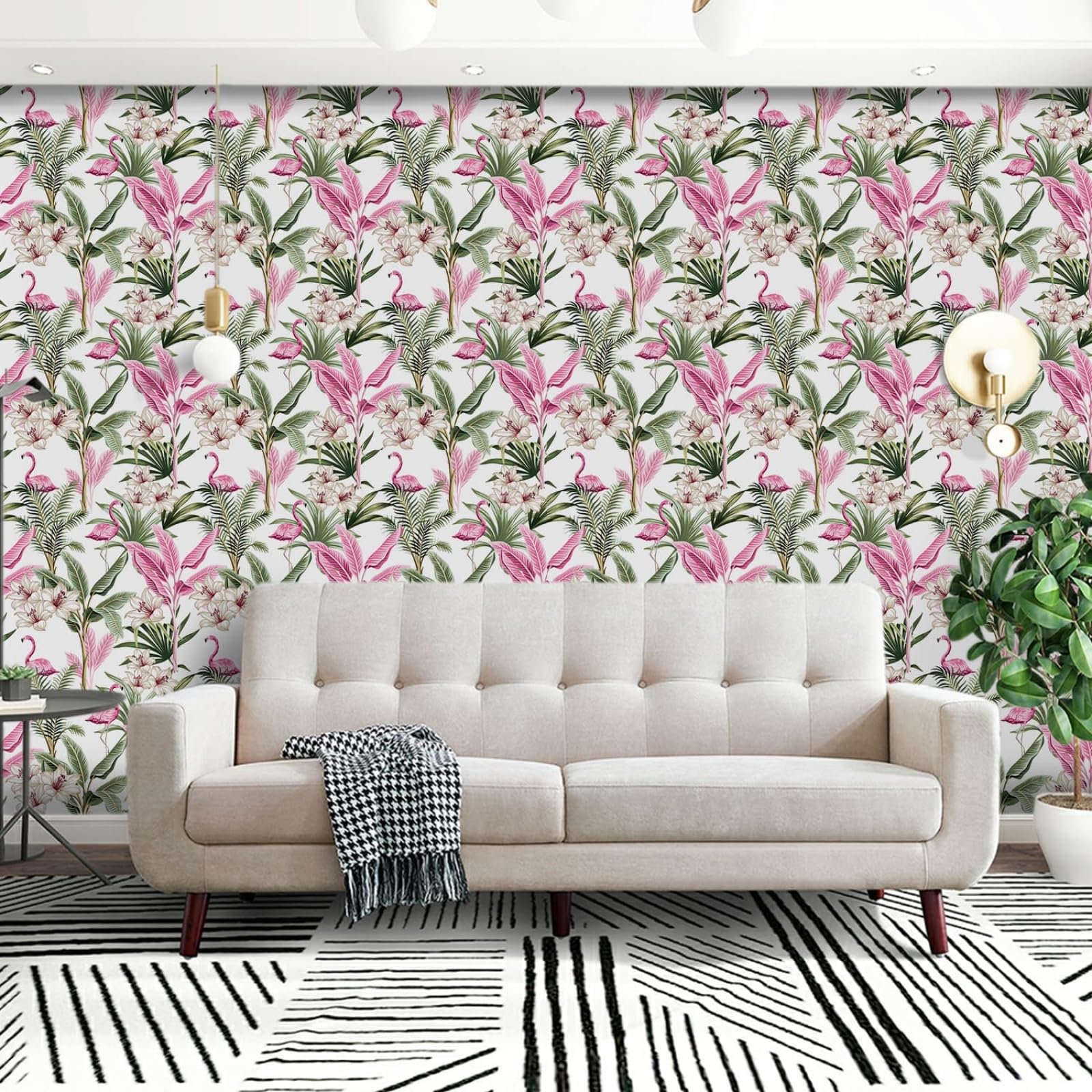 Wallpaper Pink Leaves Peel and Stick Self Adhesive Wallpaper for Living Room Waterproof Vinyl, Art Deco Thicken Sticky Back Plastic Removable