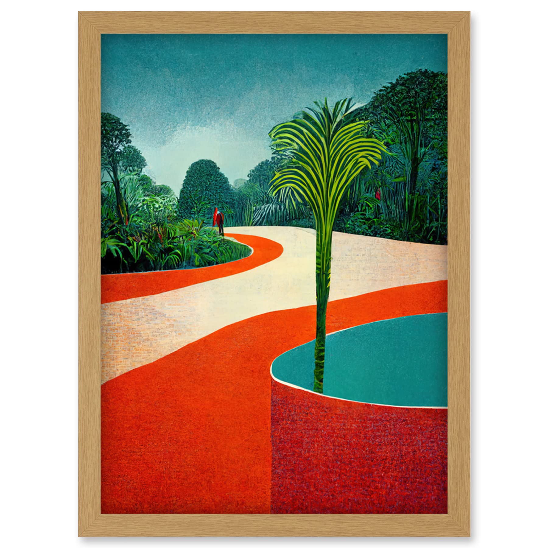 Doppelganger33 LTD Modern Abstract Orange Jungle Artwork Framed Wall Art Print A4