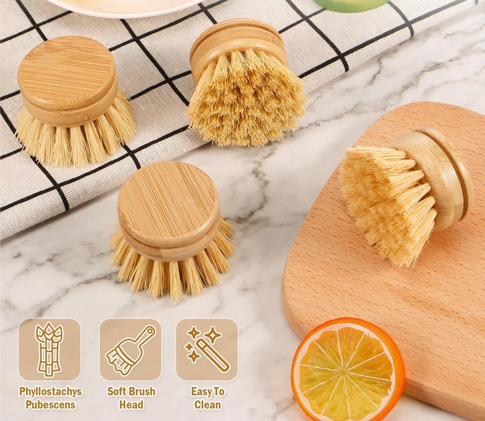 Cepillo de Limpieza Cocina portátil con Cepillo for Platos 3 Piezas para Cocina