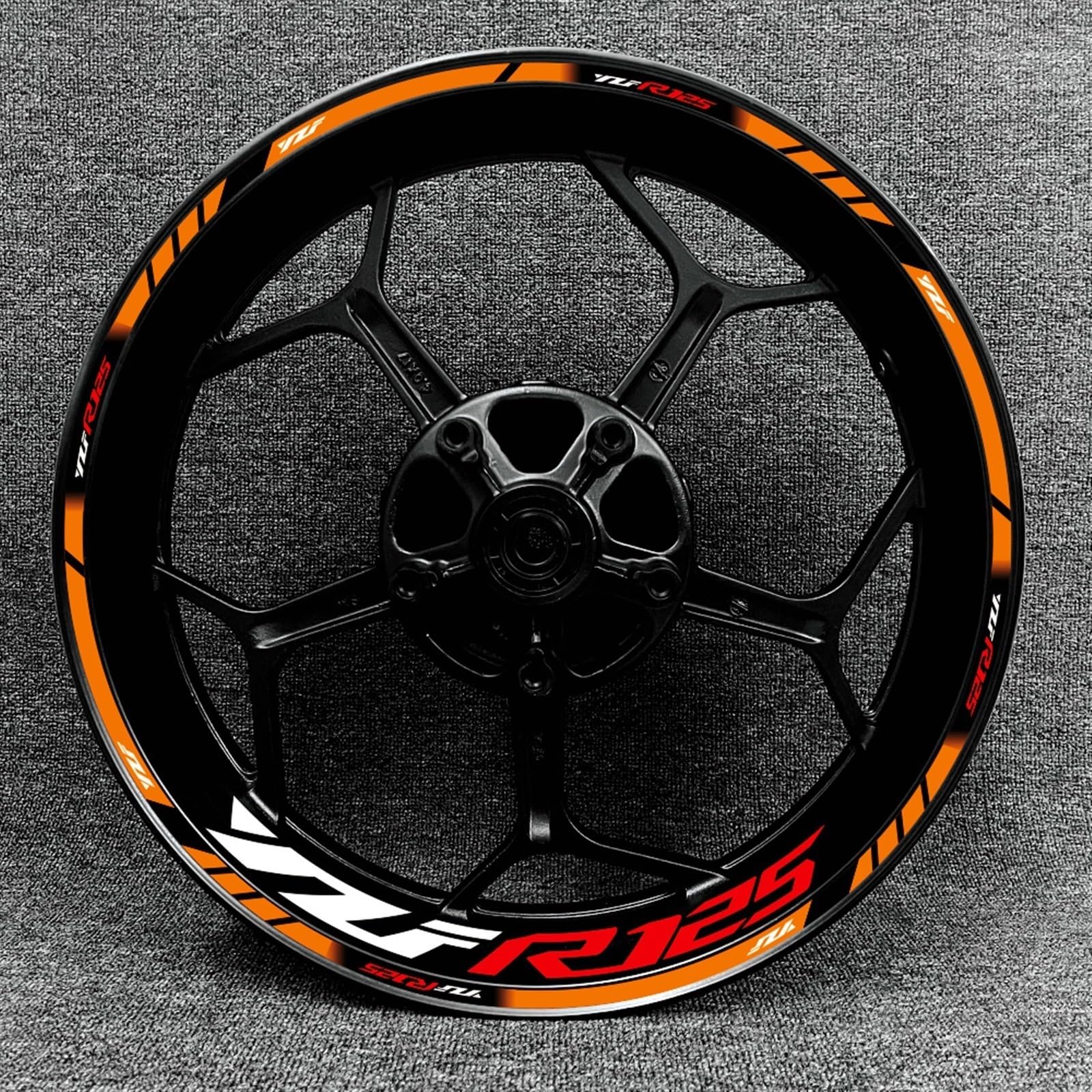Motorcycle Reflective Wheel Rim Stripe Sticker Front Rear Full Set Decal for Yamaha YZF R125 Decorative(Color11)