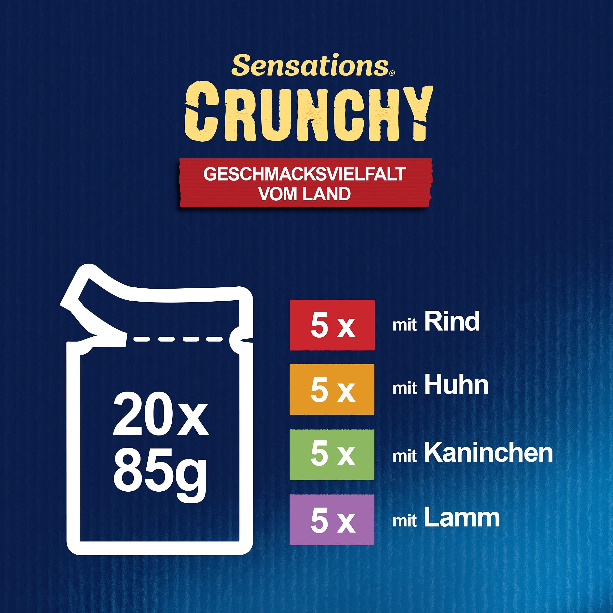 Felix Sensations Crunchy Katzenfutter nass in Gelee, Sorten-Mix, 4er Pack (4 x 20 Beutel à 85g)