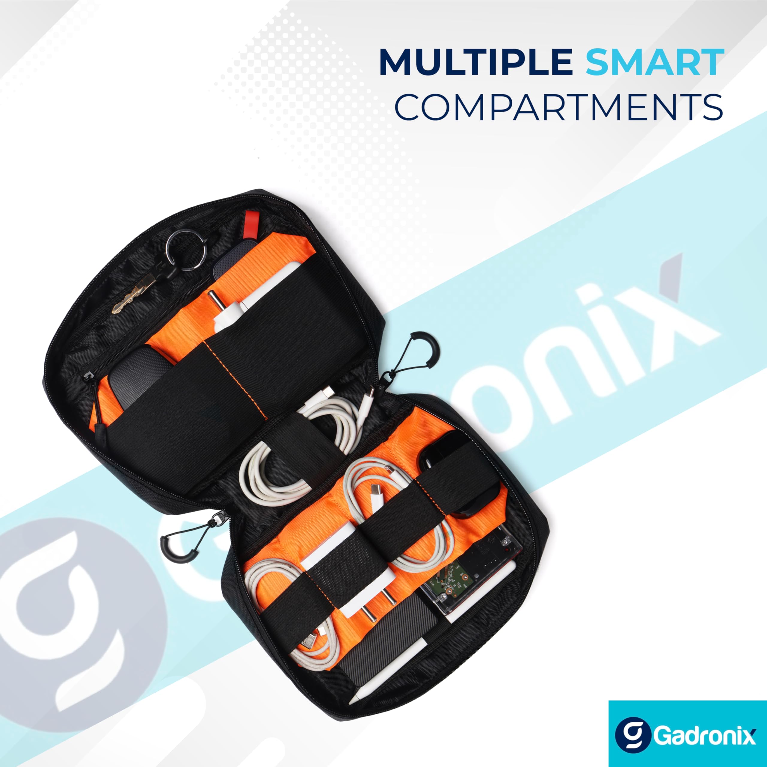 Gadronix Tech Organizer Pouch Pro: Waterproof Electronics Organizer Bag & Gadget Organizer Tech Bag - Travel Tech Pouch for Cables, Hard Drives & Accessories 1