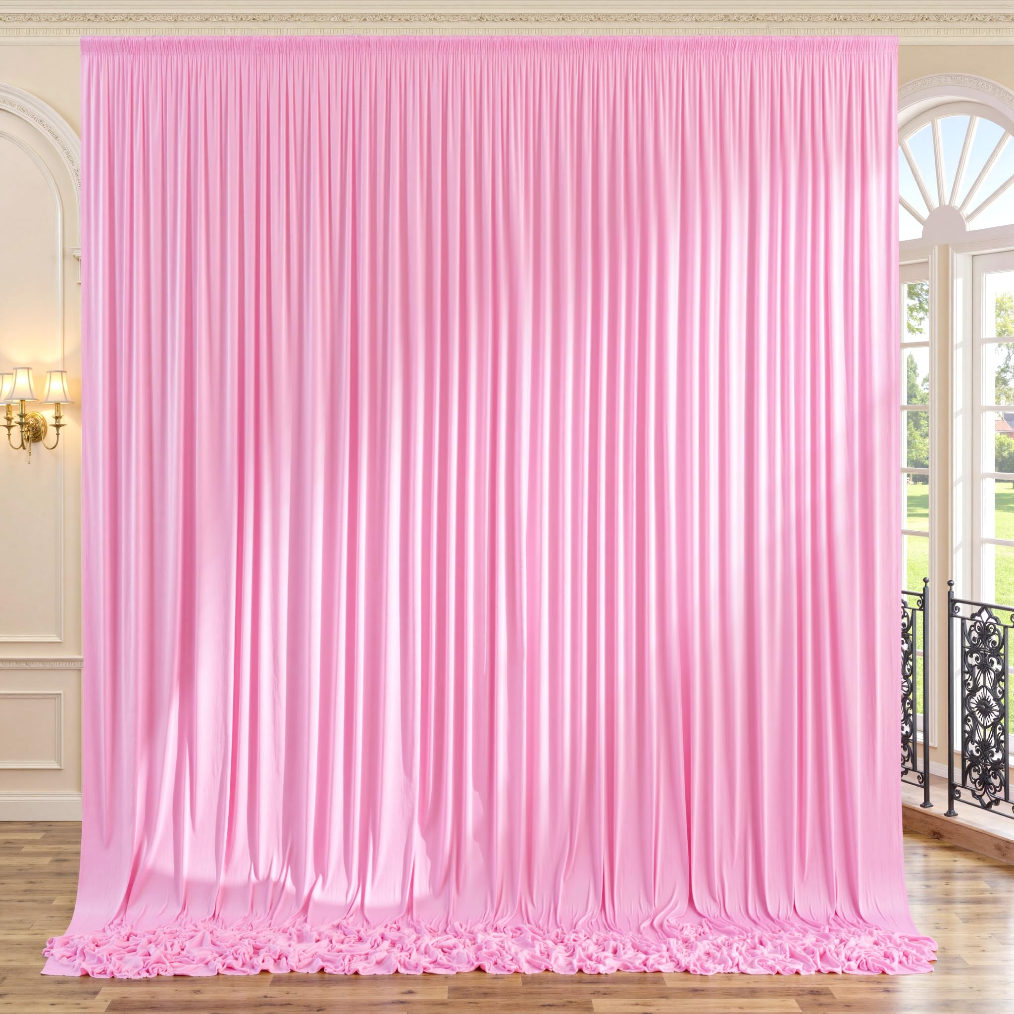Bagaille Curtain ★ PINK 10ft x 10ft Wrinkle Free Pink Backdrop Curtains for Parties