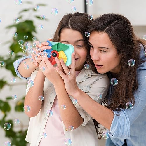 Miniatura 5 de ArtCreativity Máquina de burbujas con cámara para niños, juguete de burbujas en forma de cámara con correa para el cuello y solución, pequeña