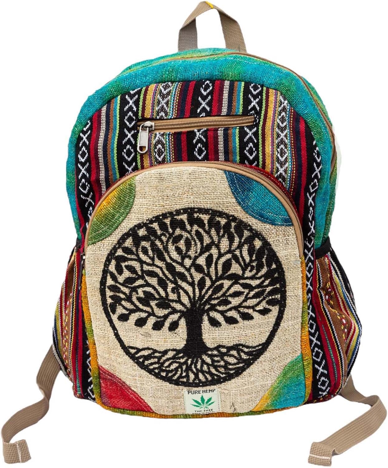 Tree of Life Hemp Large Multicolor Bohemian Hippie Backpack