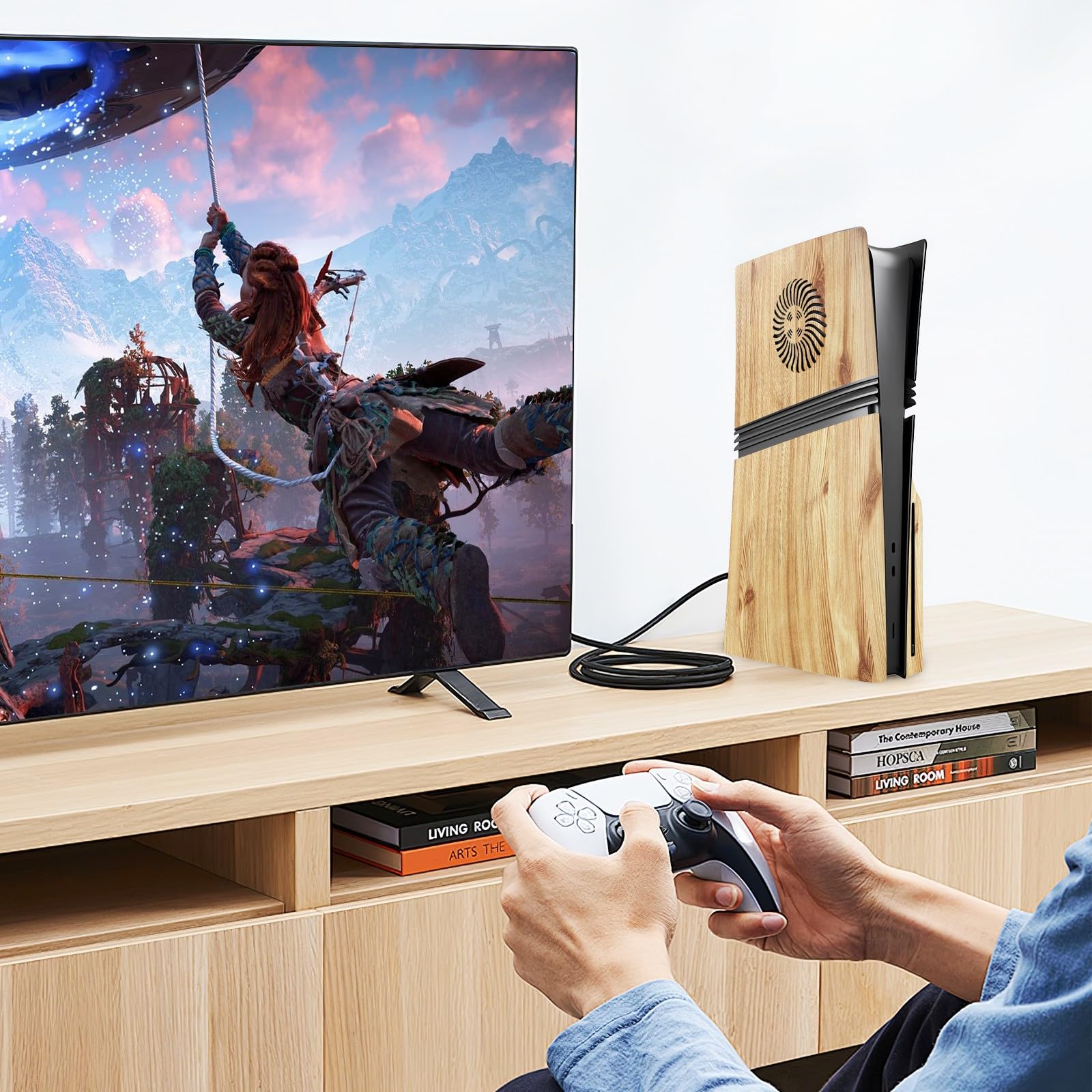Disc Edition - Piastre di copertura con prese d'aria di raffreddamento per console PS5 Pro, pannelli di copertura compatibili con PlayStation 5 Pro, accessori protettivi di ricambio (legno)