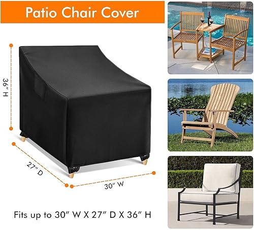 Miniatura 16 de WLEAFJ Fundas impermeables para sillas Adirondack para exteriores, fundas negras para muebles de patio, fundas de asiento profundo de patio, paquete