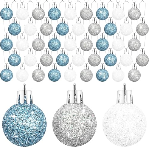 72 mini esferas de Navidad, adornos colgantes para árbol de Navidad, bolas de Navidad con purpurina para árbol de Navidad, fiesta, boda, interiores