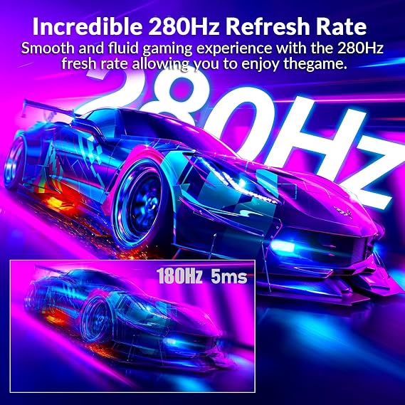 CRUA 27 بوصة 280 هرتز منحني الألعاب مراقب، كامل HD 1080 P 1800 R فرملس الكمبيوتر مراقب، 1 ms GTG مع FreeSync، انخفاض الحركة طمس، العناية بالعين، VESA، DisplayPort، HDMI، أسود
