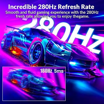 CRUA 27 بوصة 280 هرتز منحني الألعاب مراقب، كامل HD 1080 P 1800 R فرملس الكمبيوتر مراقب، 1 ms GTG مع FreeSync، انخفاض الحركة طمس، العناية بالعين، VESA، DisplayPort، HDMI، أسود