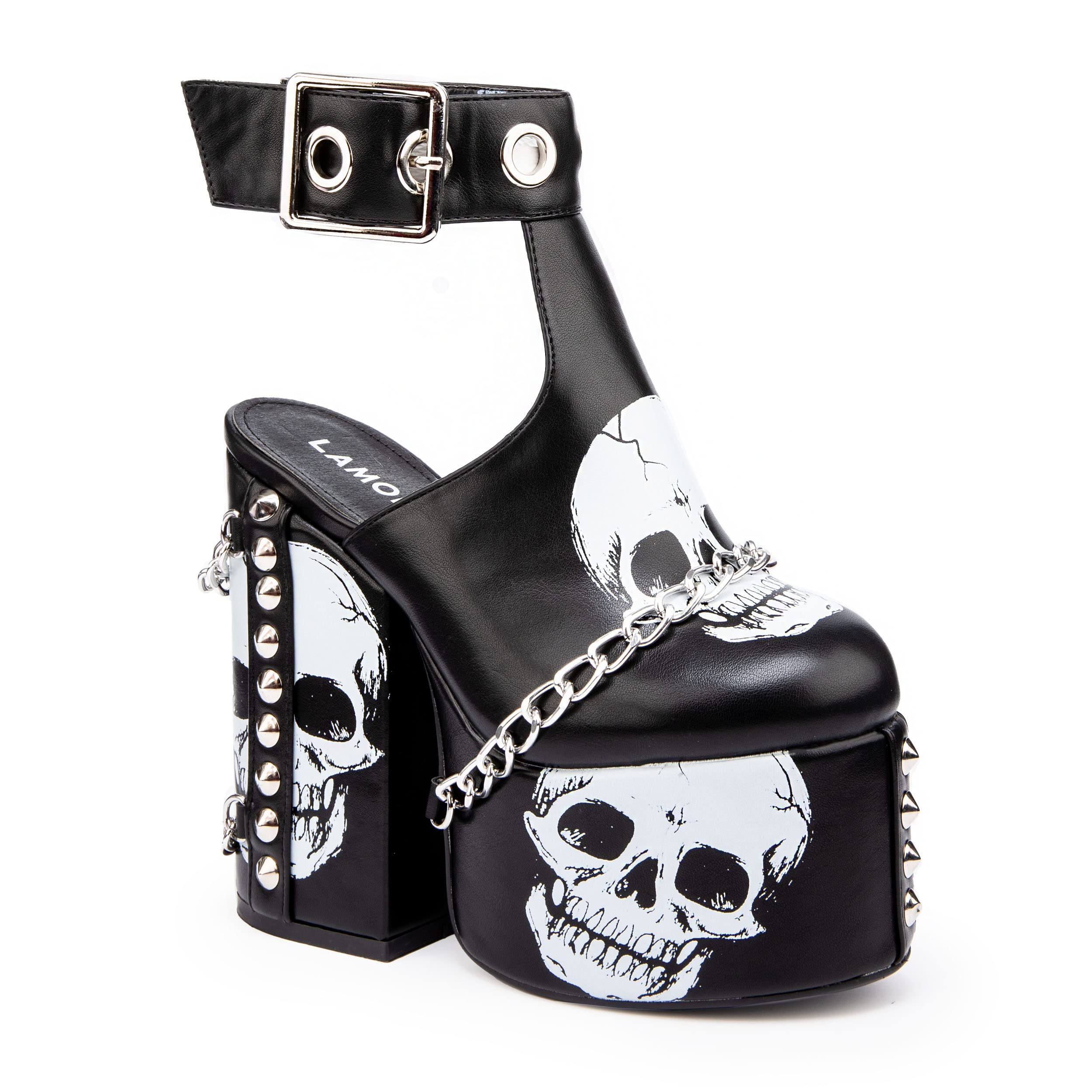 Lamoda Hidden Closet Black Skull Platform Heels - UK 9 - Bold Statement Footwear