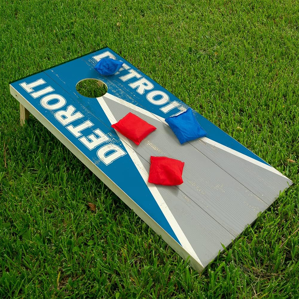 Detroit Cornhole Board Wraps and Decals for Boards Set of 2 Skins Professional Vinyl Covers Sticker - Football Tailgating Cornhole Wraps Stickers Cornhole Skins Cornhole Wraps for Boards