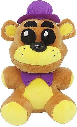 Golden Freddy - Sombrero morado de 7 pulgadas (en stock de EE. UU.) Juguete de peluche de Fazbear dorado, figura coleccionable, figura coleccionable