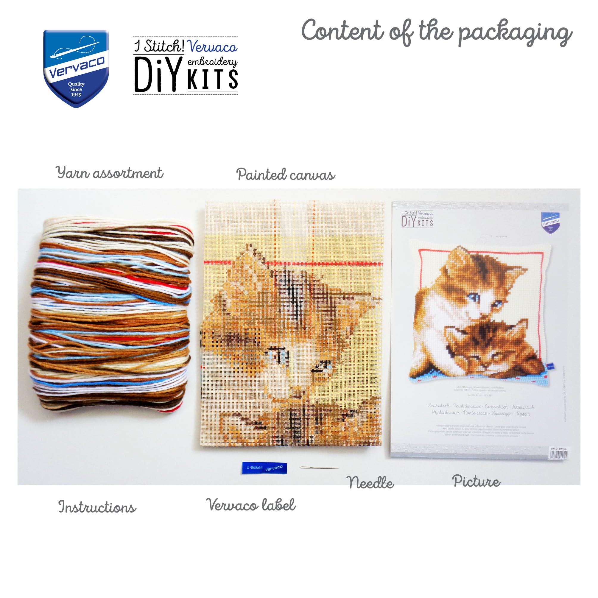 VERVACO Kit Cuscino Punto Croce Gatto Che Dorme Set Ricamo Principianti