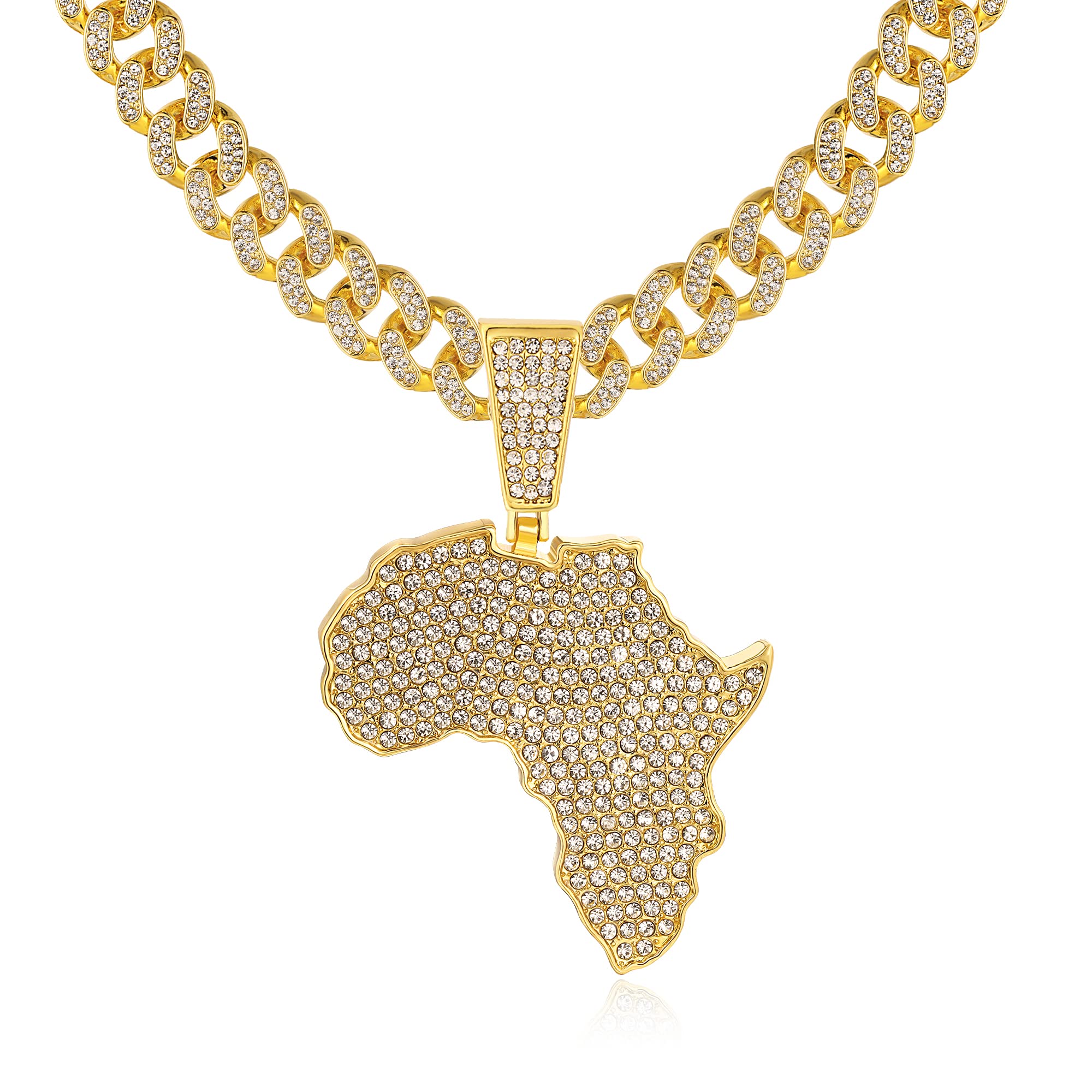 TOBENYTOBENY Miami Cuban Link Pendant Chain for Men Women Silver Gold Plated Statement Big Butterfly Necklace Diamond Rhinestone Choker Necklace Iced Out Pendant Hip Hop Jewelry for Women Men