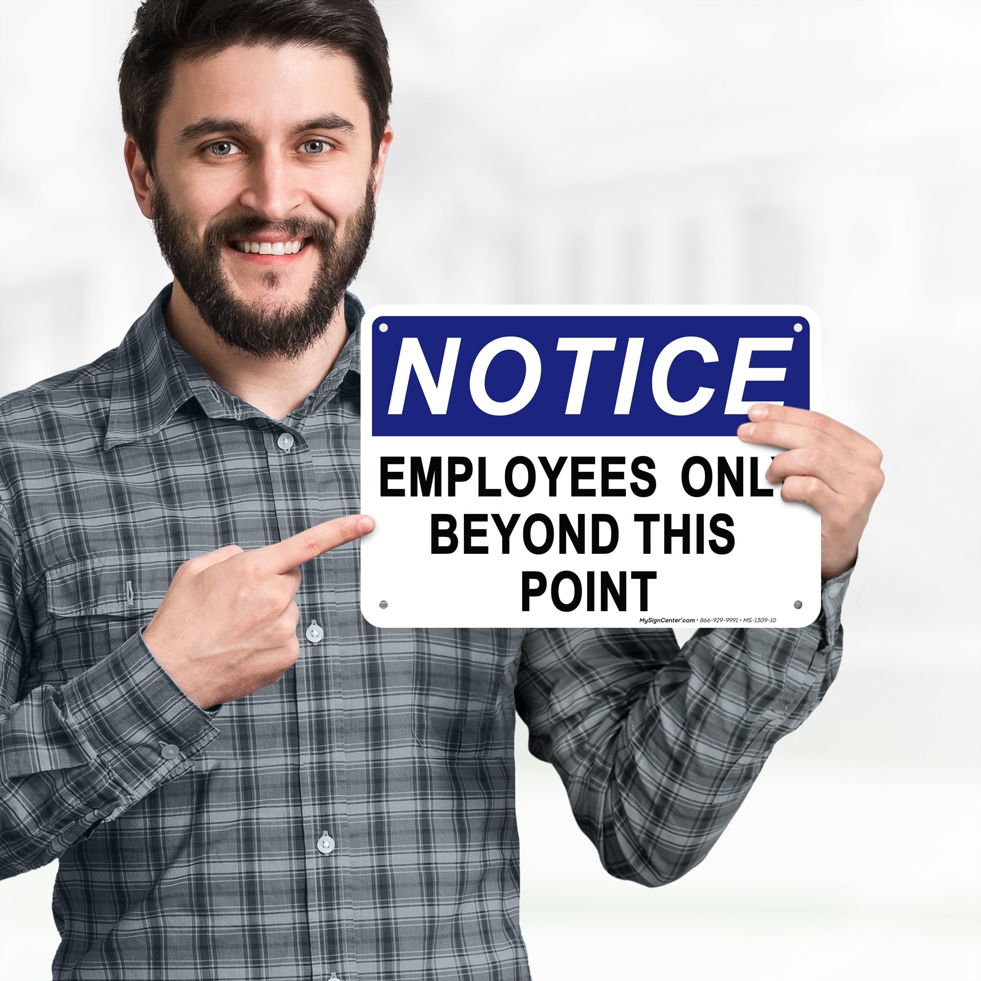 Notice Employees Only Beyond This Point Sign, 7x10 Inches, Rust Free .040 Aluminum, Fade Resistant, Made in USA by My Sign Center