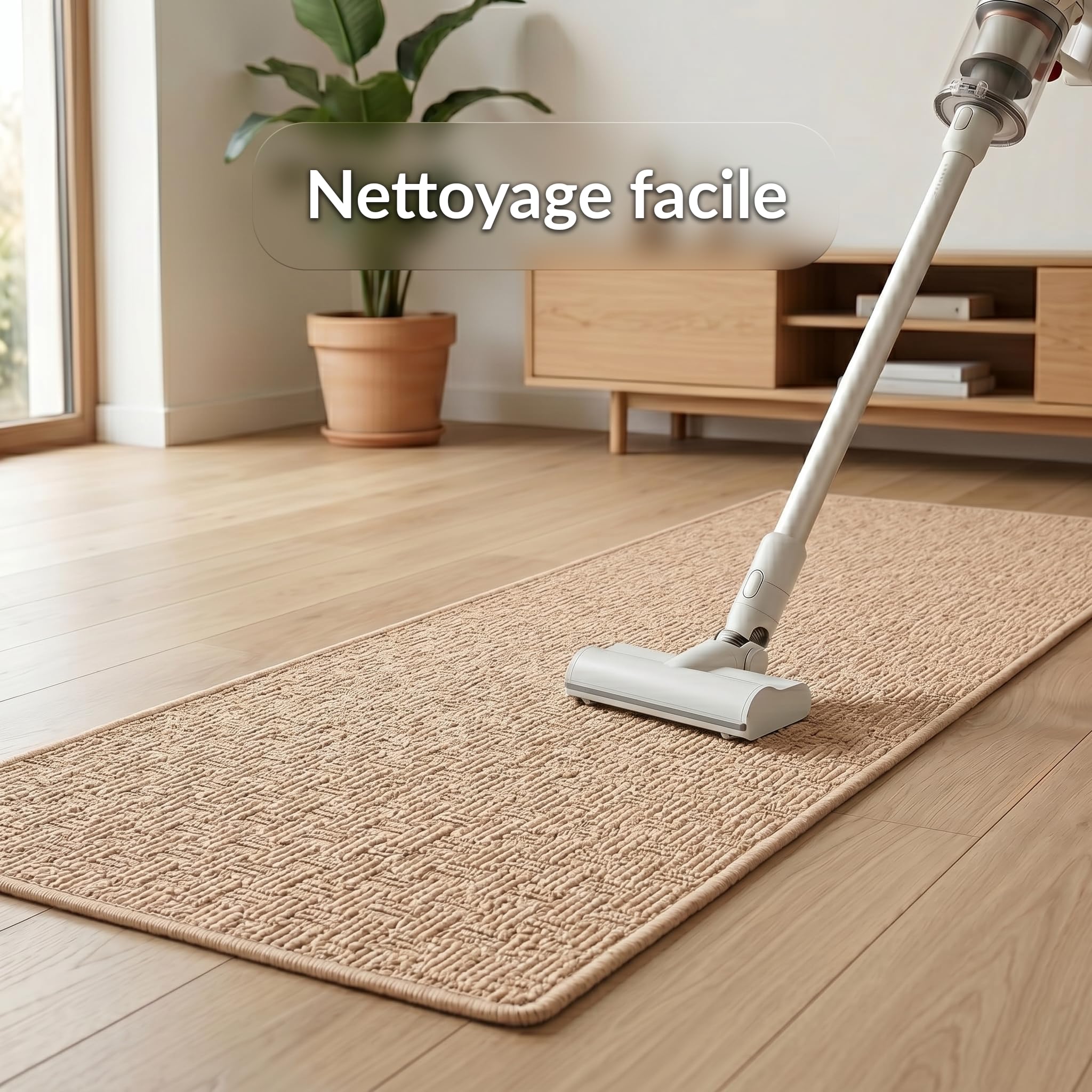 KARAT Tapis de Couloir Beige, 80 x 150 cm, Monaco - Bouclé Antidérapant et Antistatique - Tapis Long pour Cuisine, Entrée, Couloir et Pièce de Vie