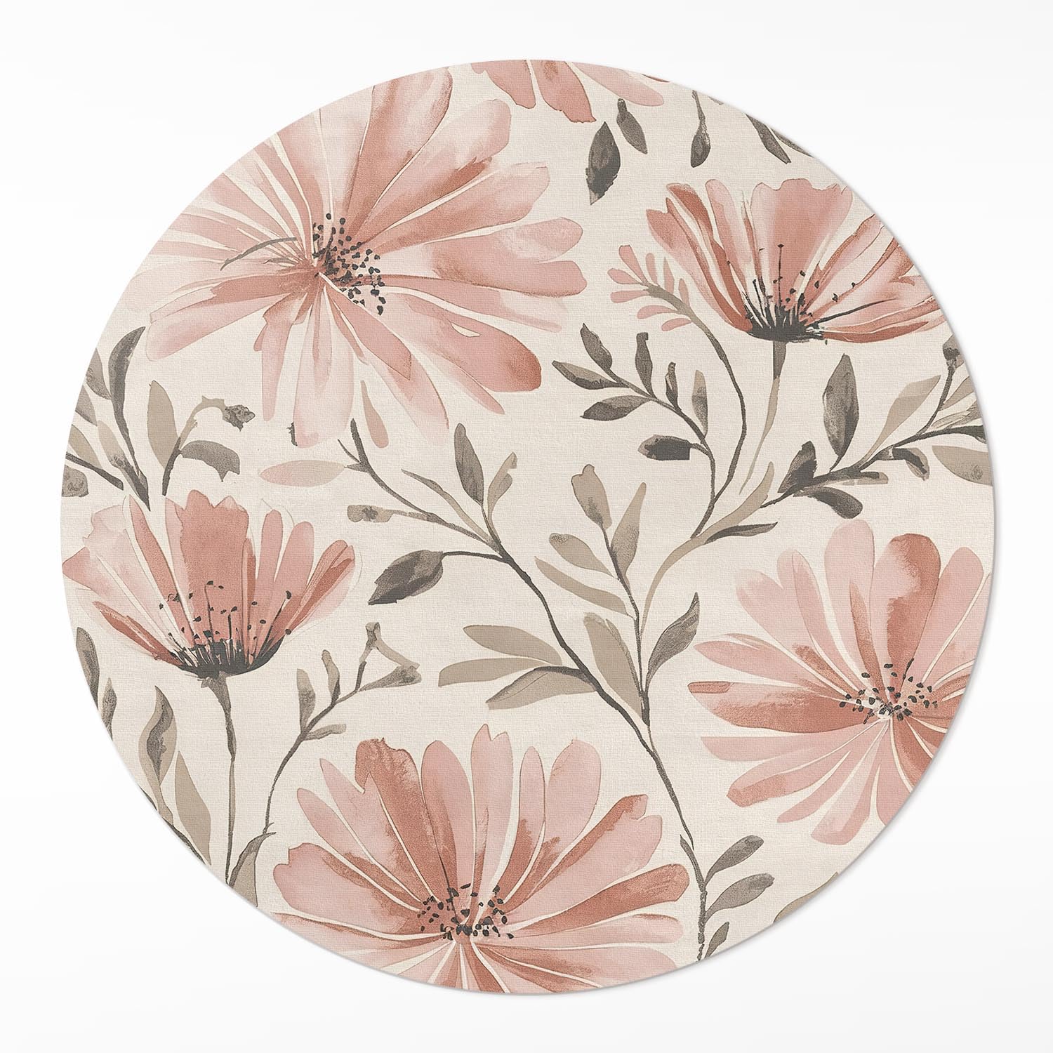 Tapis vinyle rond ø110 cm résistant à la rayure et imperméable pour protéger le sol du salon