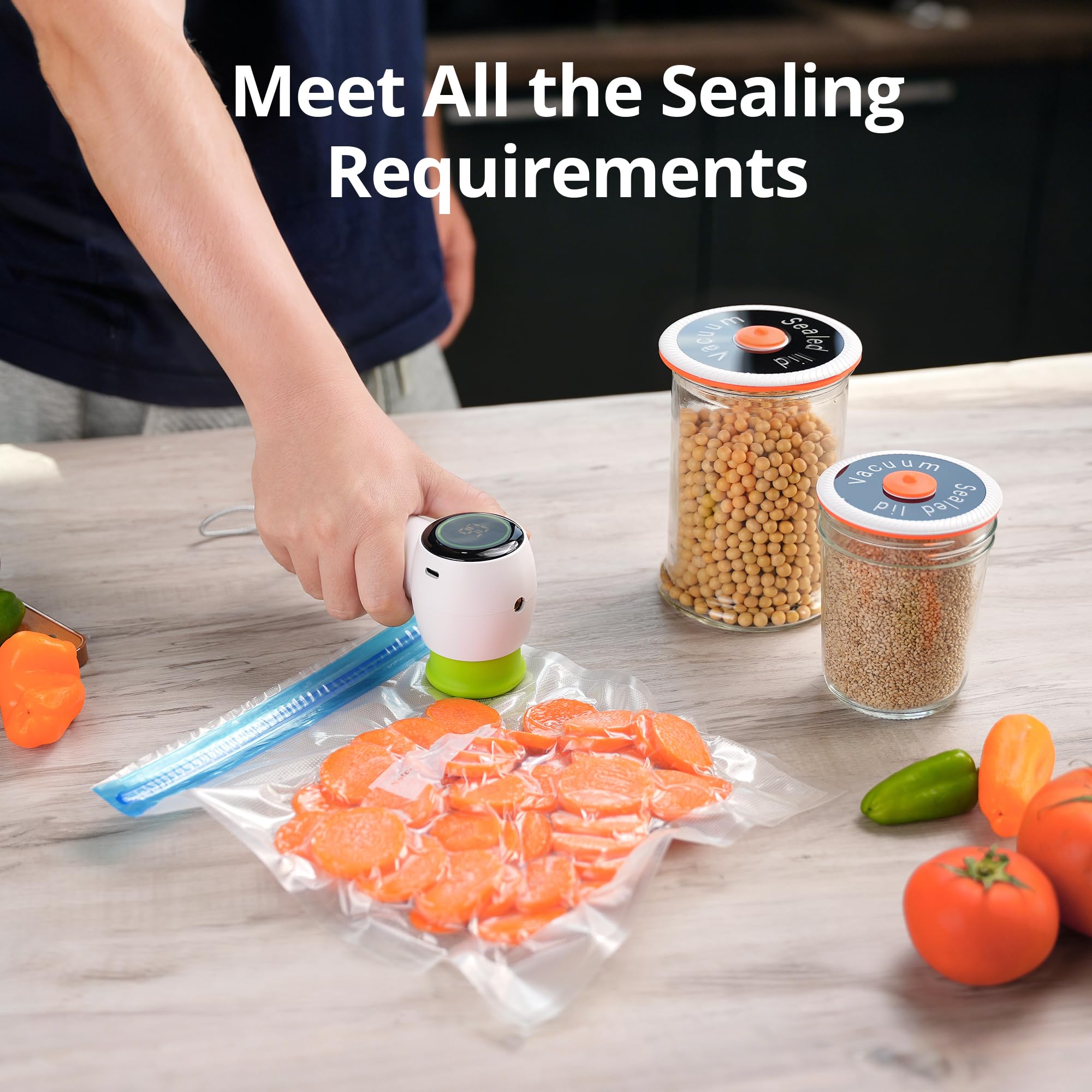 INKBIRD Vacuum Sealer Machine Automatic Sealing 85KPa for Food Preservation Dry & Moist Sealing Modes Built-in Cutter Starter Kit Easy Cleaning Stainless Steel Panel Compact Design INK-VS02 EU Plug 4