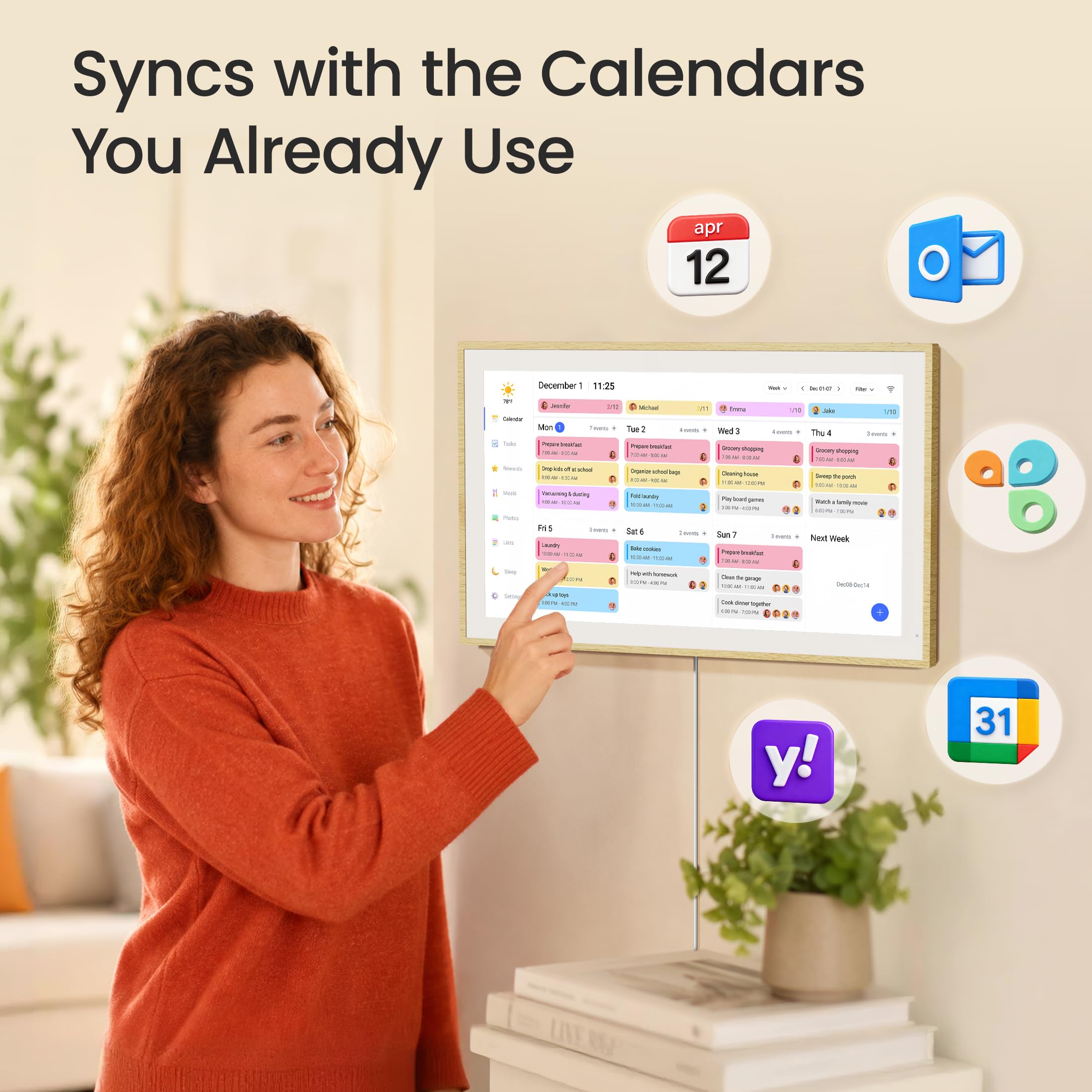 Dragon Touch Digitaler Kalender, 53,3 cm, elektronischer Wandkalender mit interaktivem Touchscreen, Smart Family/Home Geschenk für Terminerinnerungen, Aufgabenbelohnungen, Chortdiagramm und digitaler