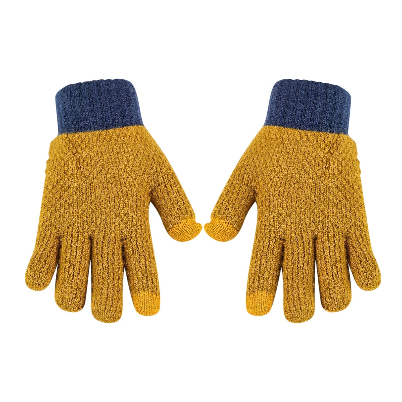 GANT,A7--Gants De Poignet En Laine Et Coton Tricotés, 1 Paire, Chauds