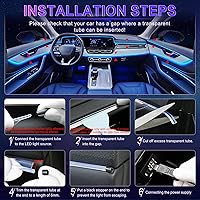 Vista 5 de LivTee Luces LED inteligentes para el interior del automóvil con puerto USB, tira LED de fibra óptica de iluminación ambiental, control