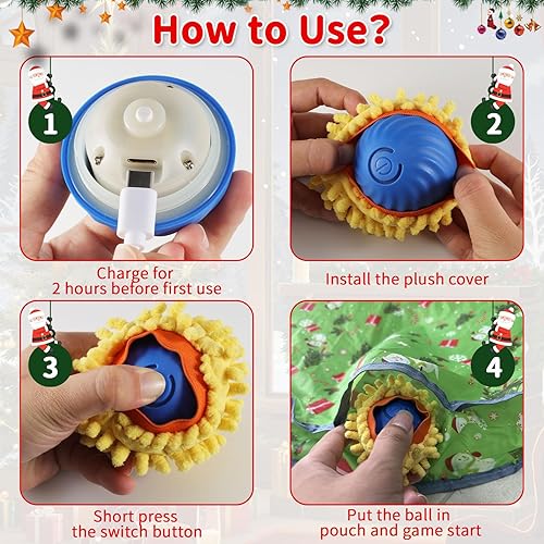 Miniatura 4 de Juguetes interactivos de Navidad para gatos de interior, pelota eléctrica para gatos en bolsa, capucha de caza, juguete recargable para gatos de