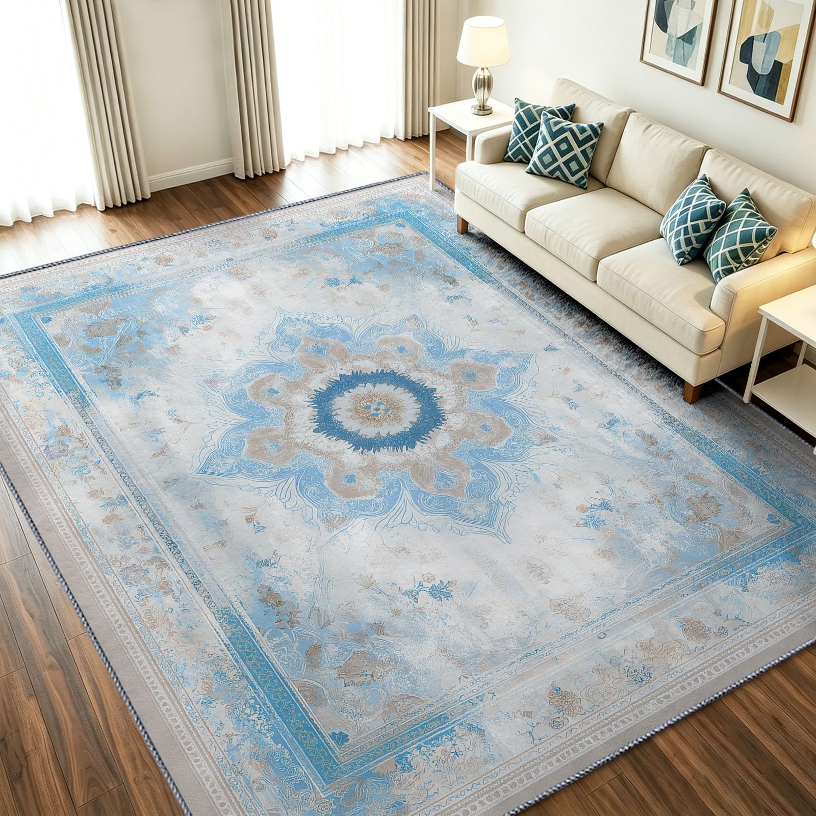 Tapis géométrique feuilles 160x230 cm pour sécuriser le salon