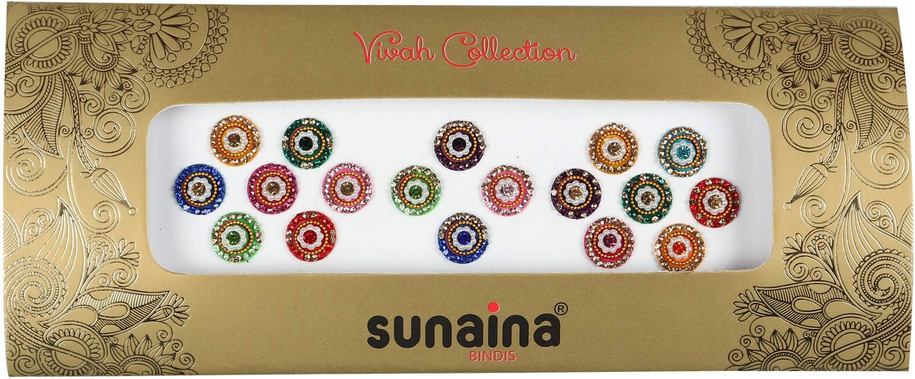 Sunaina New Vivah Collection Multicolour Round Bindis for Women [SVC905]