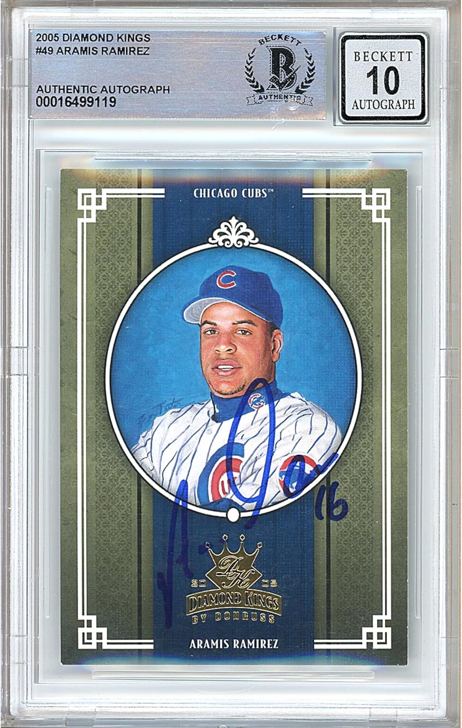 Aramis Ramirez Autographed 2005 Donruss Diamond Kings #49 Baseball Trading Card Beckett BGS Auto 10 Graded BAS Authentic Slabbed COA Played For Chicago Cubs MLB