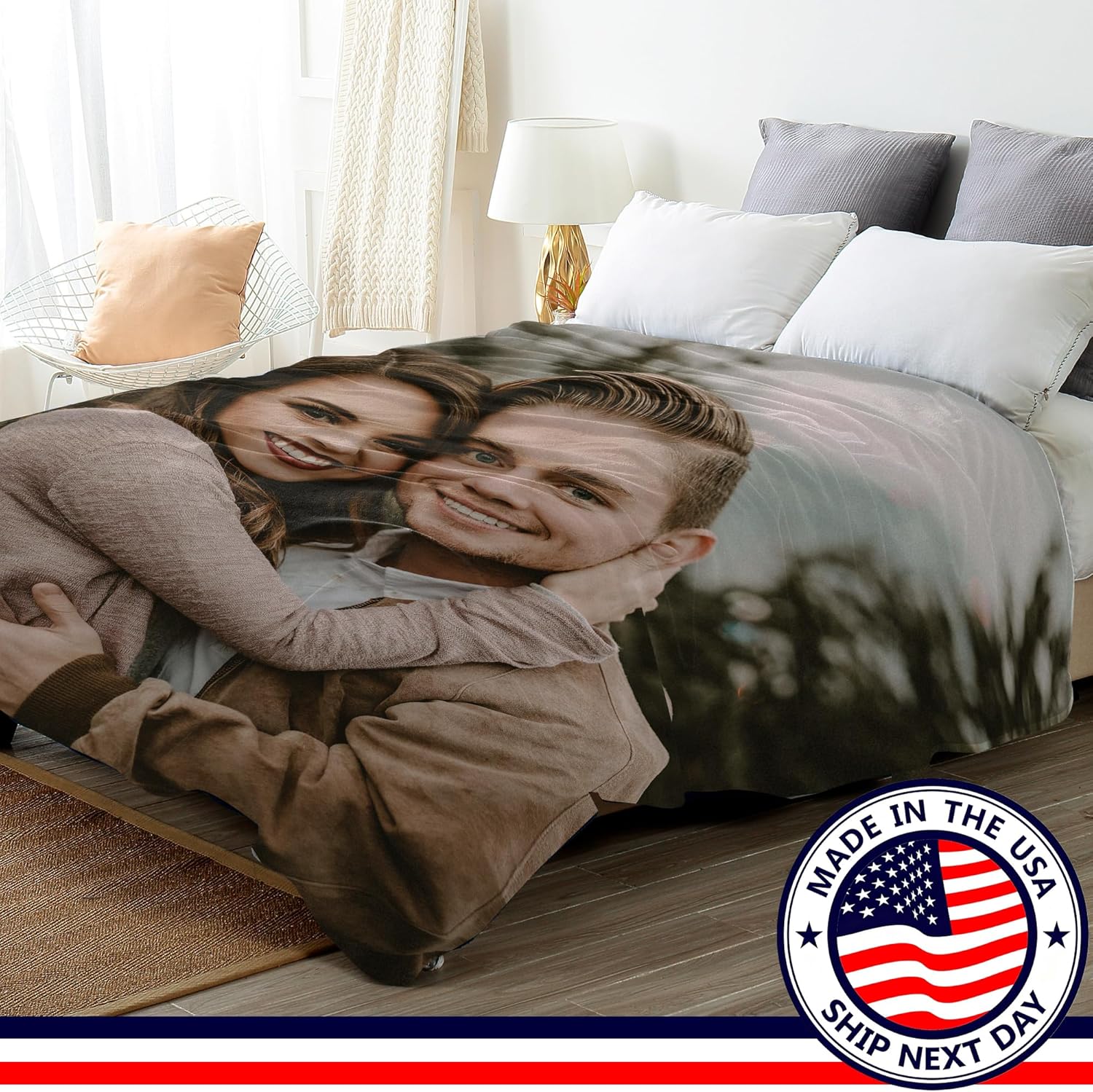 Ship Next Day Custom Blanket with Picture Customized Photo Blankets Customize Customizable Blanket Personalized Valentines Day Funny Gifts for Him Her Couple Girlfriend Boyfriend Mom Dad Wife Husband - Image 4