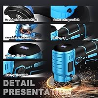 Vista 7 de Kit de Amoladora Angular Inalámbrica Sin Escobillas ZFULVO, Mini Herramienta de Rectificado Eléctrico de 19500rpm con Batería de 2x16.8V 2000mAh y 6