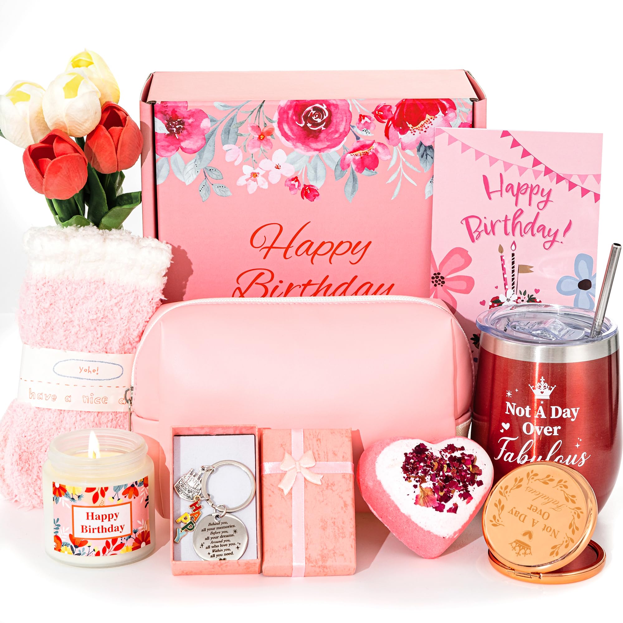 Birthday Gifts for Women,Happy Hamper Basket for Her,Unique Pamper Box Gifts Ideas for Female, Ladies Presents for Mum Best Friends Sister Wife Grandma Daughter Niece Coworker