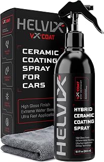 Ceramic Coating Spray for Cars, Nano Quick Detailer, Water-Based Formula | Includes microfiber cloth, streak free high gloss shine, very easy no-cure application, hydrophobic long-lasting finish