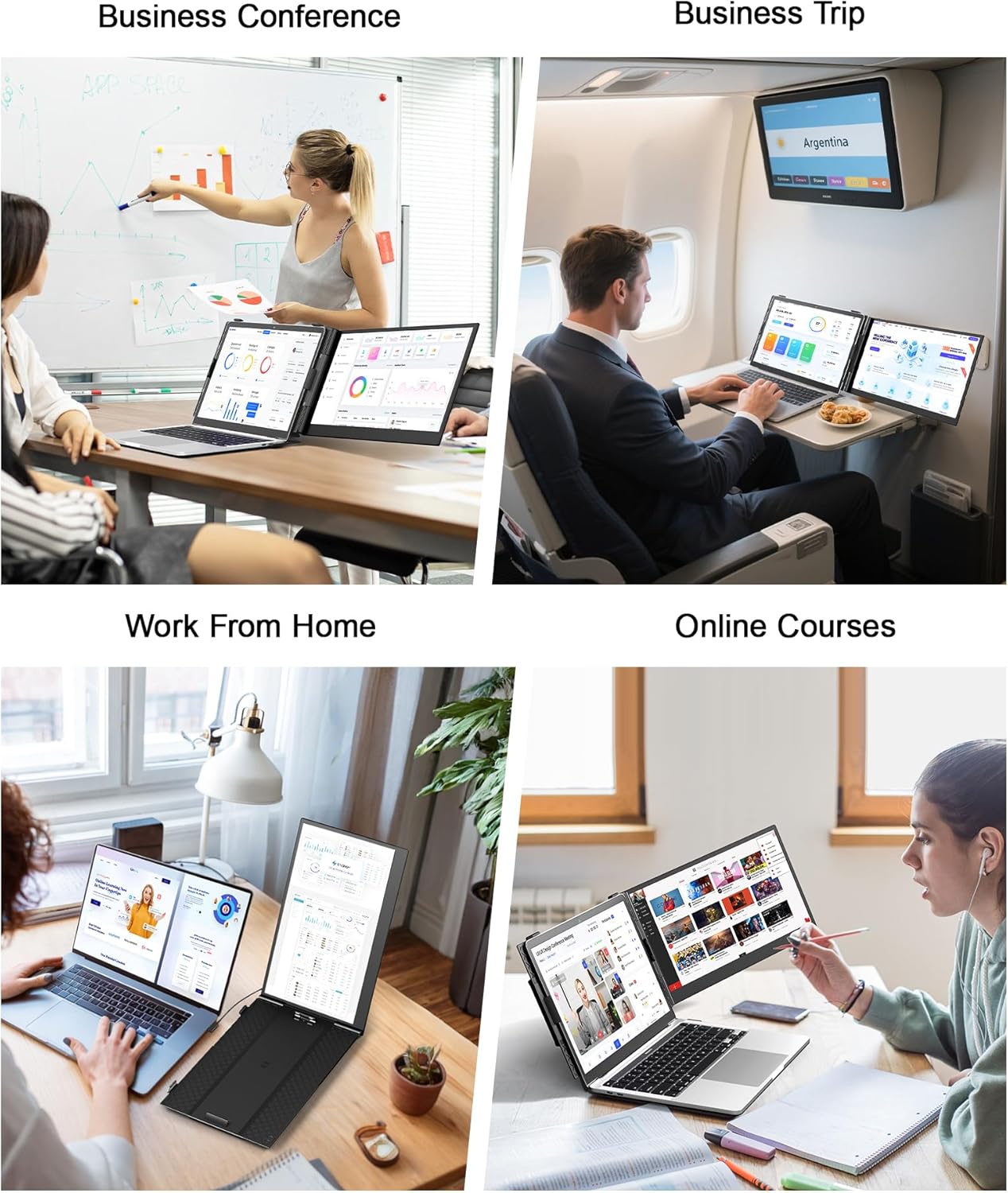 Laptop Screen Extender, Ultra-Thin 14" FHD 1080P Portable Monitor for Laptop, 1.3lbs Lightweight Dual Monitor Extender Plug & Play for 13"-17" Laptops, Compatible with Wins/Mac/Android/Chrome - Image 6