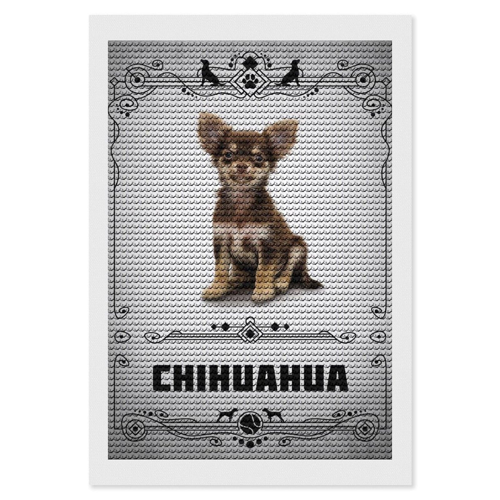 Junmoney Chihuahua Diamond Painting Set 8"x12", Holiday Gift Idea, for Creative Relaxation, Fun Craft Experience, Vintage Style Decor