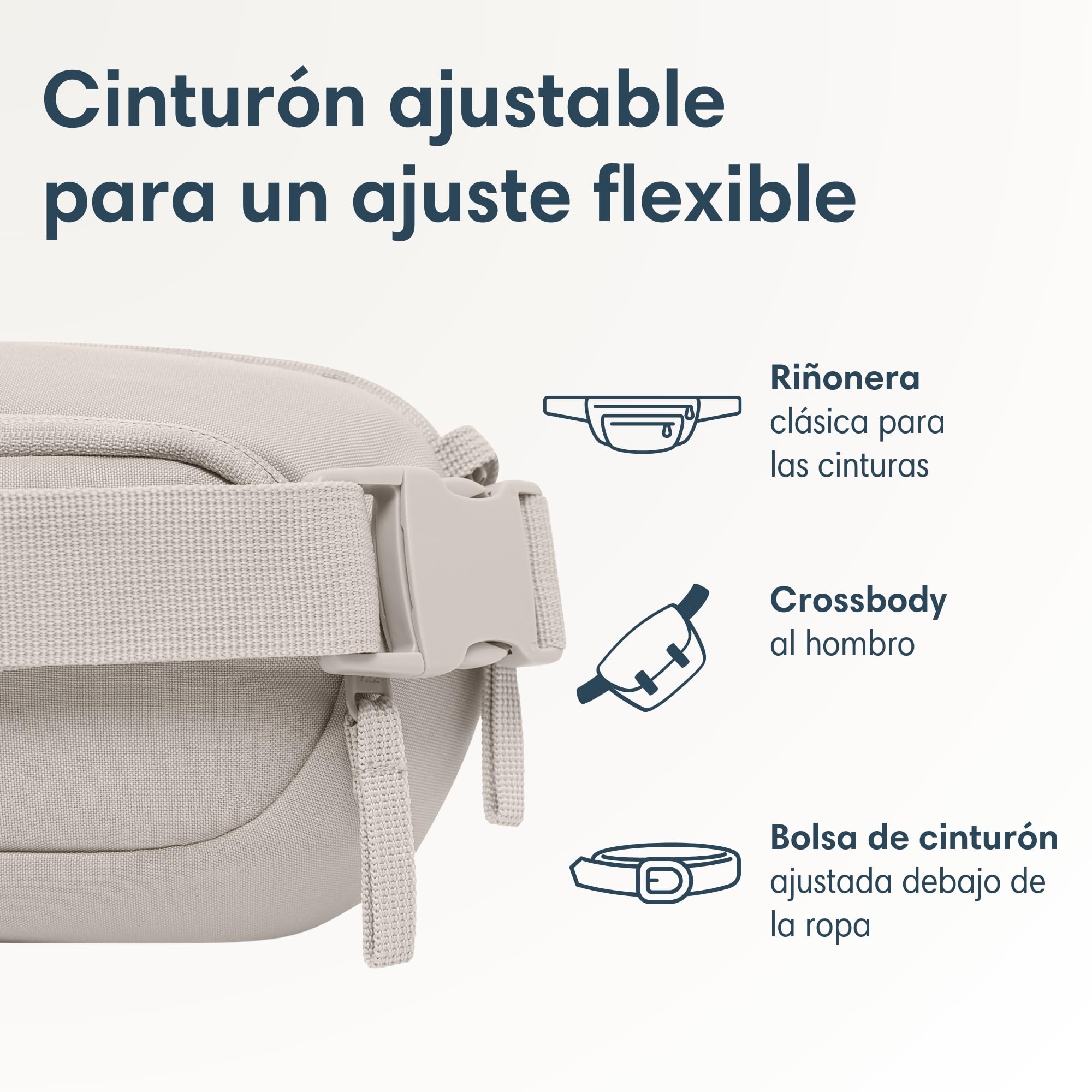 Larkson Bolso de Pecho Mujer y Hombre Beige - Helge - Bolsa en Bandolera con Bloqueador RFID y Trabillas Antirrobo sobre la Cremallera - Acolchado de Malla - Repelente al Agua