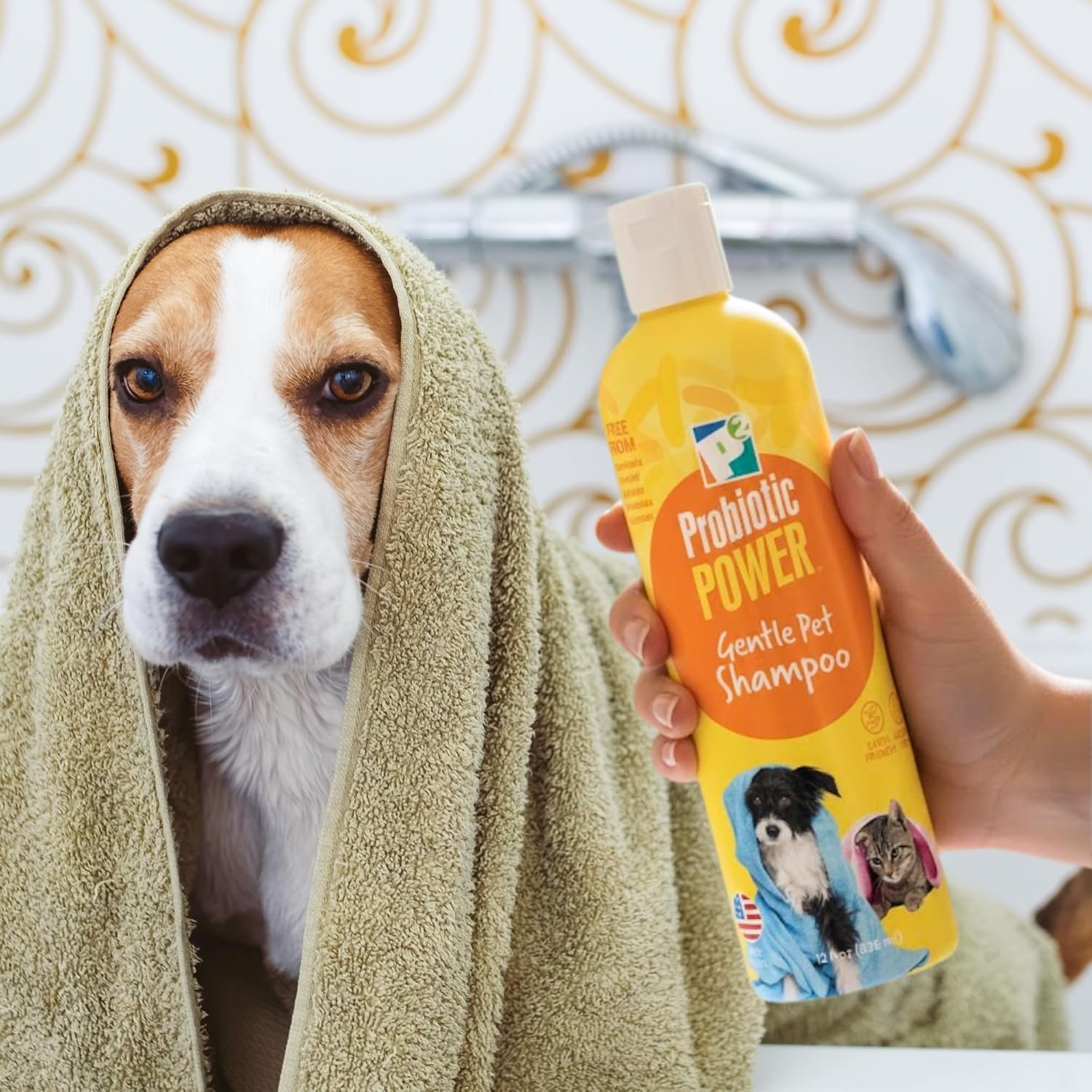 Pet Shampoo, 12 oz – Gentle Organic Probiotic Shampoo for Dogs, Cats & Puppies, Sensitive Skin, Coat Care, Odor Control, Bath & Grooming - Fresh Mint Vanilla Scent